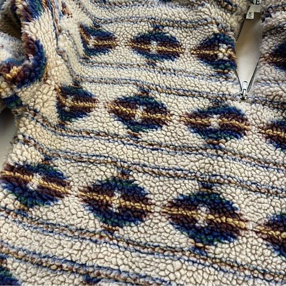 BKE Women’s Medium Colorful Aztec Pattern Tan Sherpa Wubby Quarter Zip Pullover - Picture 11 of 16